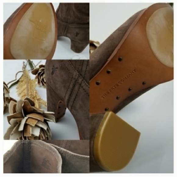 FRYE  Brown Suede Studded Sole Heel Boot 9.5m - Picture 7 of 8